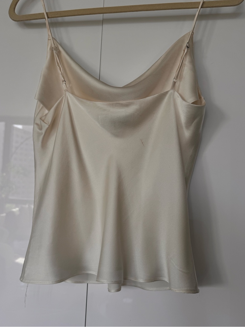 Silk Cowl Neck Camisole Tank Top - Cream - Picture 3 of 4